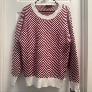 Chic Maroon and White Chevron Women's Sweater